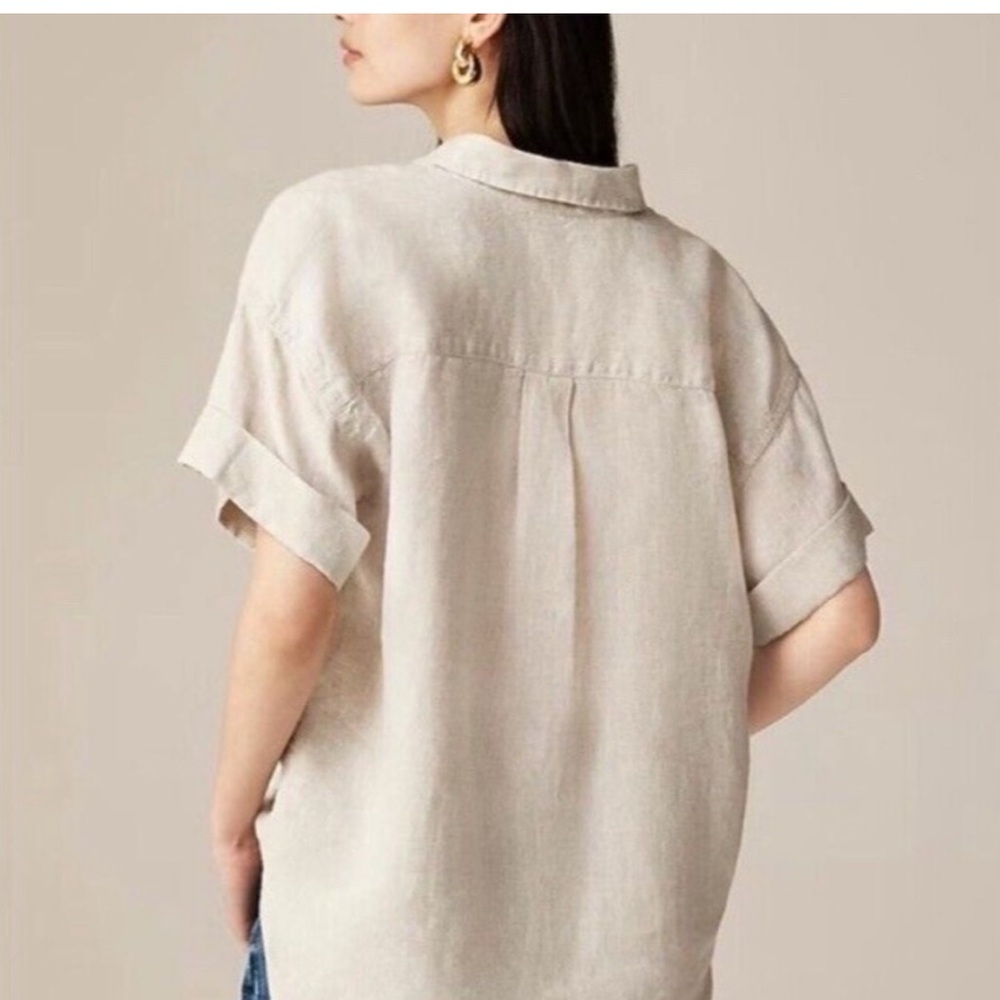 J CREW‎ BAIRD McNUTT IRISH LINEN CAPTAINE RELAXED SHIRT CREAM SZ M LAGENLOOK EUC - Picture 3 of 11
